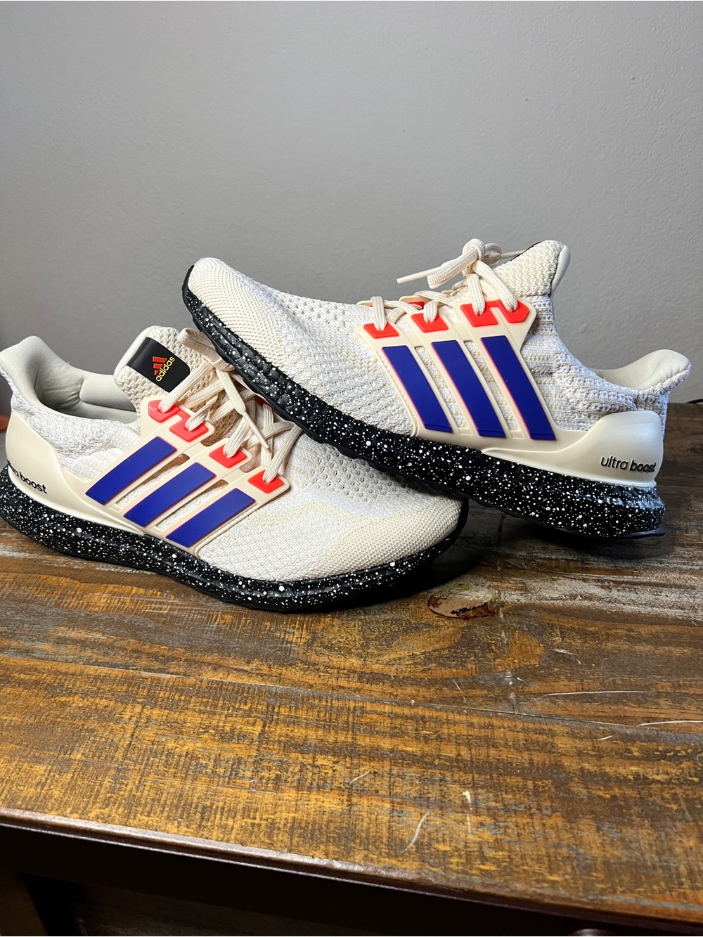 adidas Ultra Boost Sneakers - White, Blue & Coral Accents